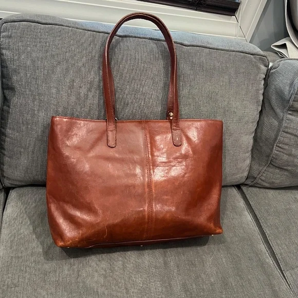 Valentina Large Brown Leather Tote Bag - Picture 2 of 14